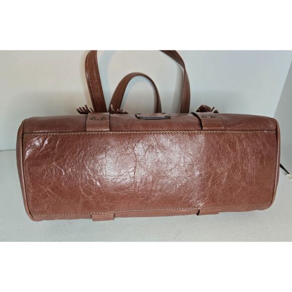 Rue Princesse Paris Distressed Leather Double Handle Shoulder Bag Handbag Tassel - Picture 7 of 12